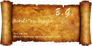 Bohács Gyula névjegykártya