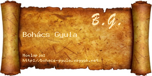 Bohács Gyula névjegykártya