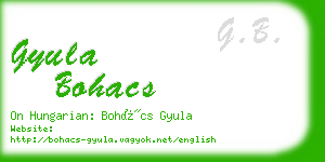 gyula bohacs business card